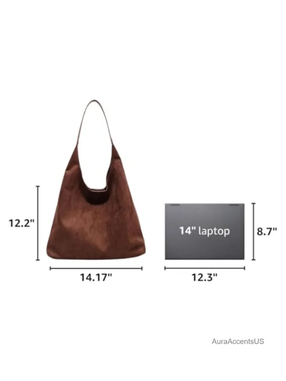 Faux Suede Women's Hobo Shoulder Bag - Slouchy Tote, Magnetic Closure